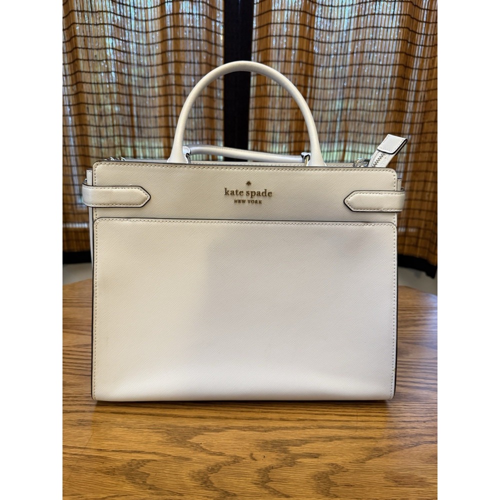 NWOT  WHITE KATE SPADE Women's Leather Medium Top-Handle Tote Bag Satchel/Purse